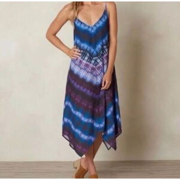 PrAna Dress Angelique Strappy Tie Back Handkerchief Hem Maxi Medium - Picture 1 of 7
